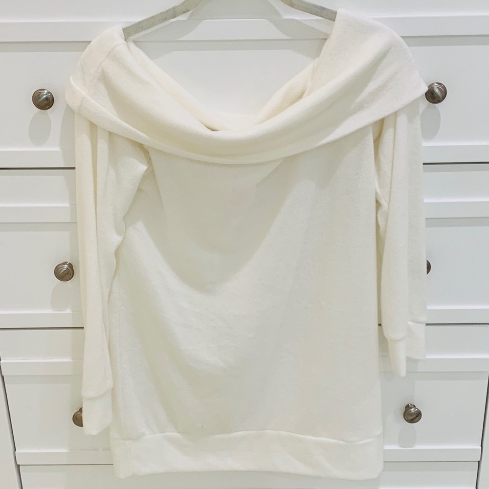 Off shoulder fold over sweater